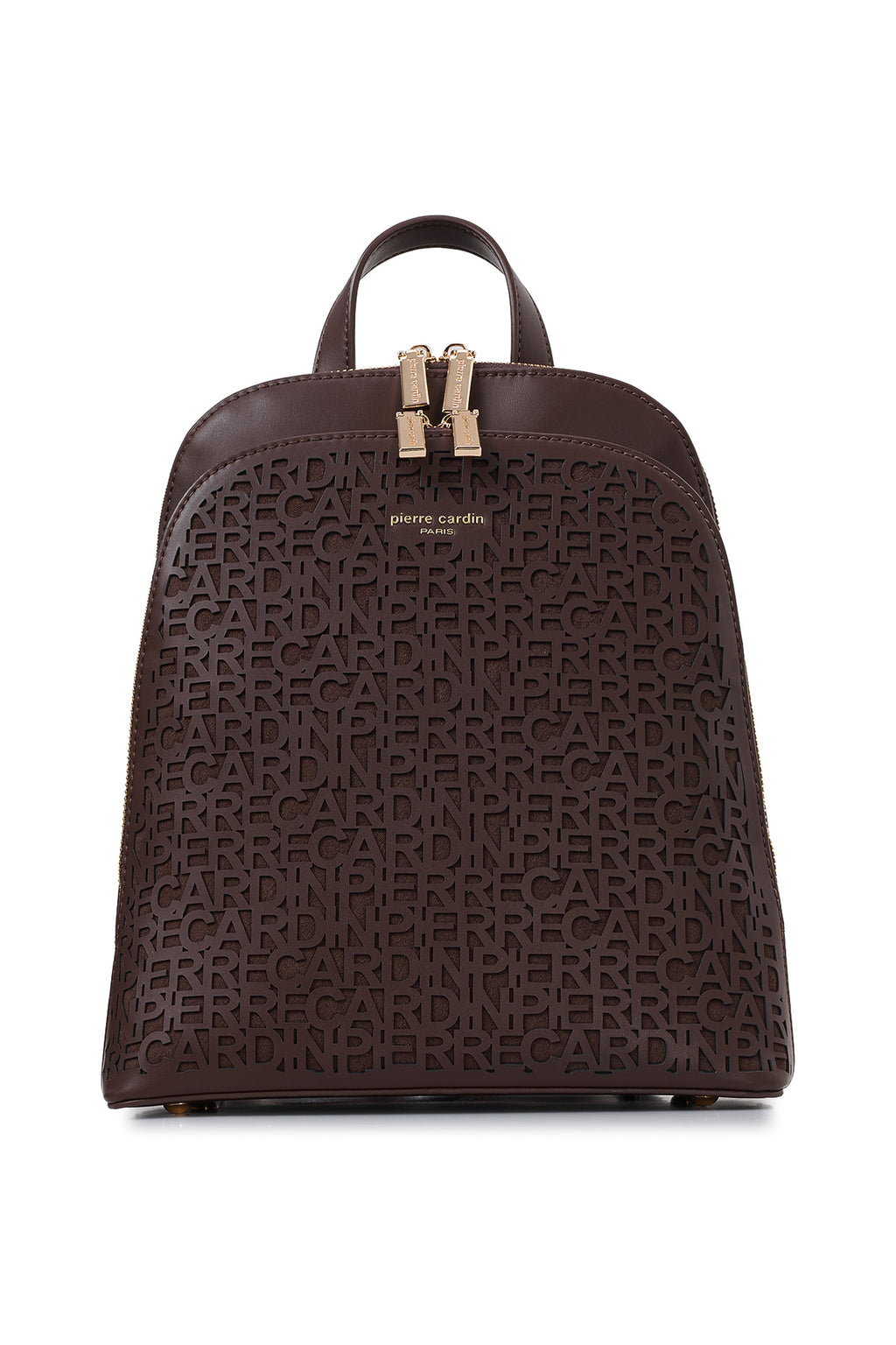 Kahverengi Monogram Lazer Kesim Çift Bölmeli Kadın Sırt Çantası - 25x29 cm