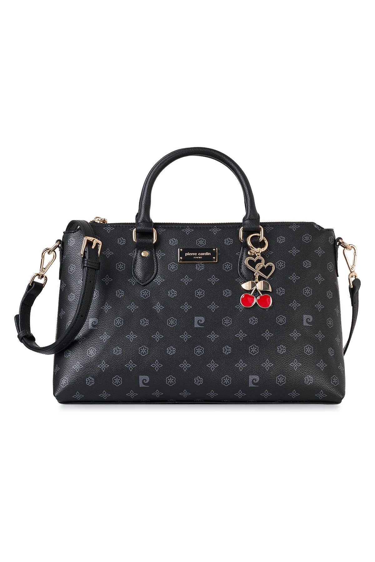 Siyah Monogram Fermuar Kapamalı Ayarlanabilir Çıkarılabilir Askılı Kadın Omuz Çantası 05PC25K10352