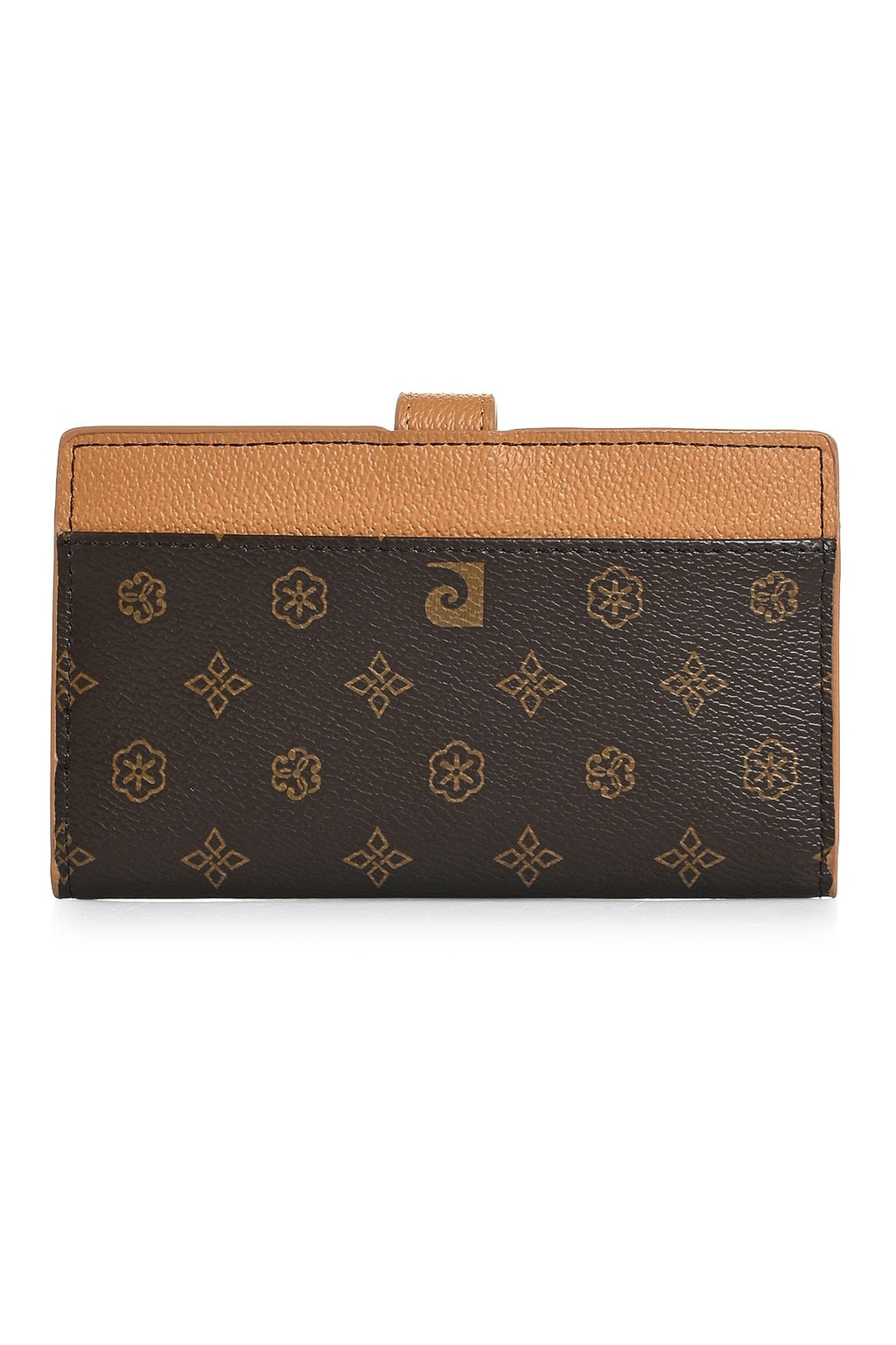 Kadın Kahve Monogram Desenli Çıtçıtlı Fermuarlı Kadın Cüzdan