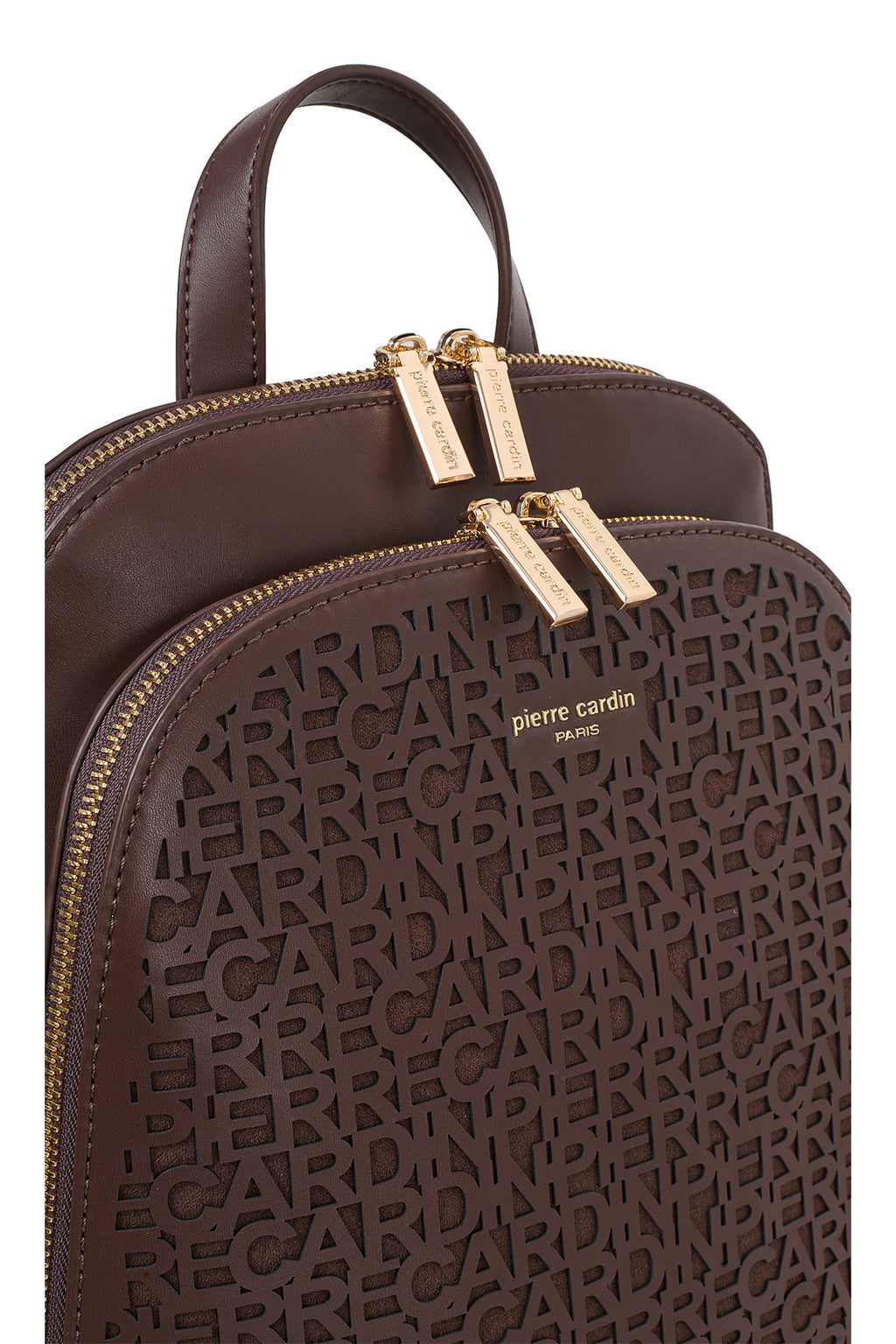 Kahverengi Monogram Lazer Kesim Çift Bölmeli Kadın Sırt Çantası - 25x29 cm