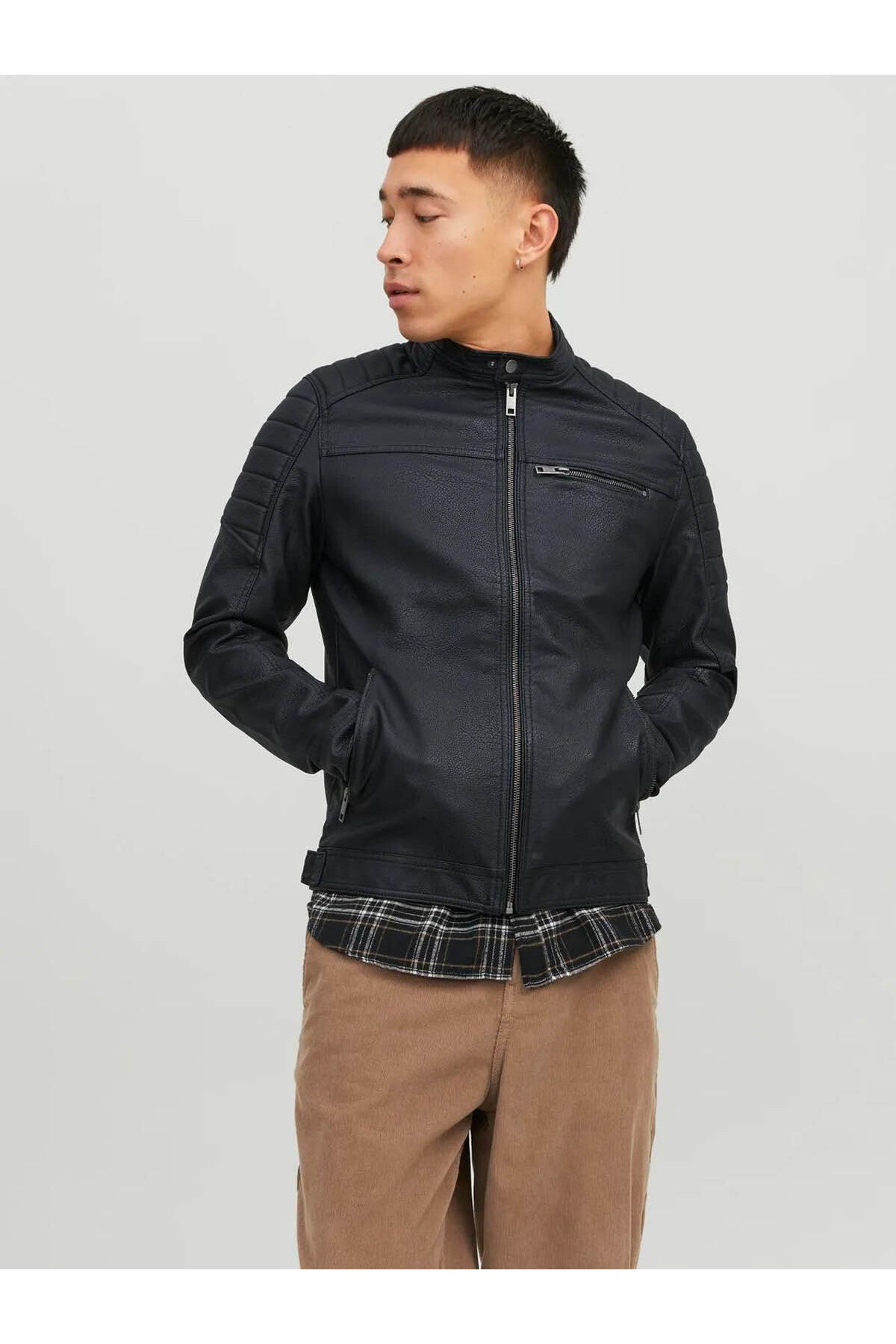 Jjerocky Jacket Noos Siyah Erkek Deri Ceket 12147218