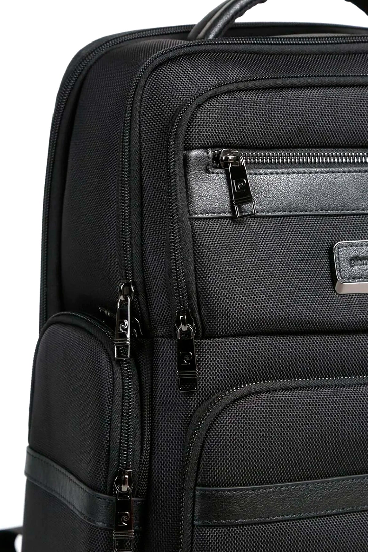 Siyah Erkek Özel Laptop Bölmeli Fermuarlı İç Cepli Valiz Sabitleme Kayışlı Sırt Çantası 01PC00302