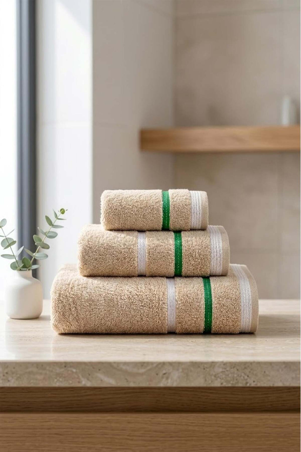 Be-0927-Bg %100 Pamuk Bej 70X140 Cm Banyo Havlusu