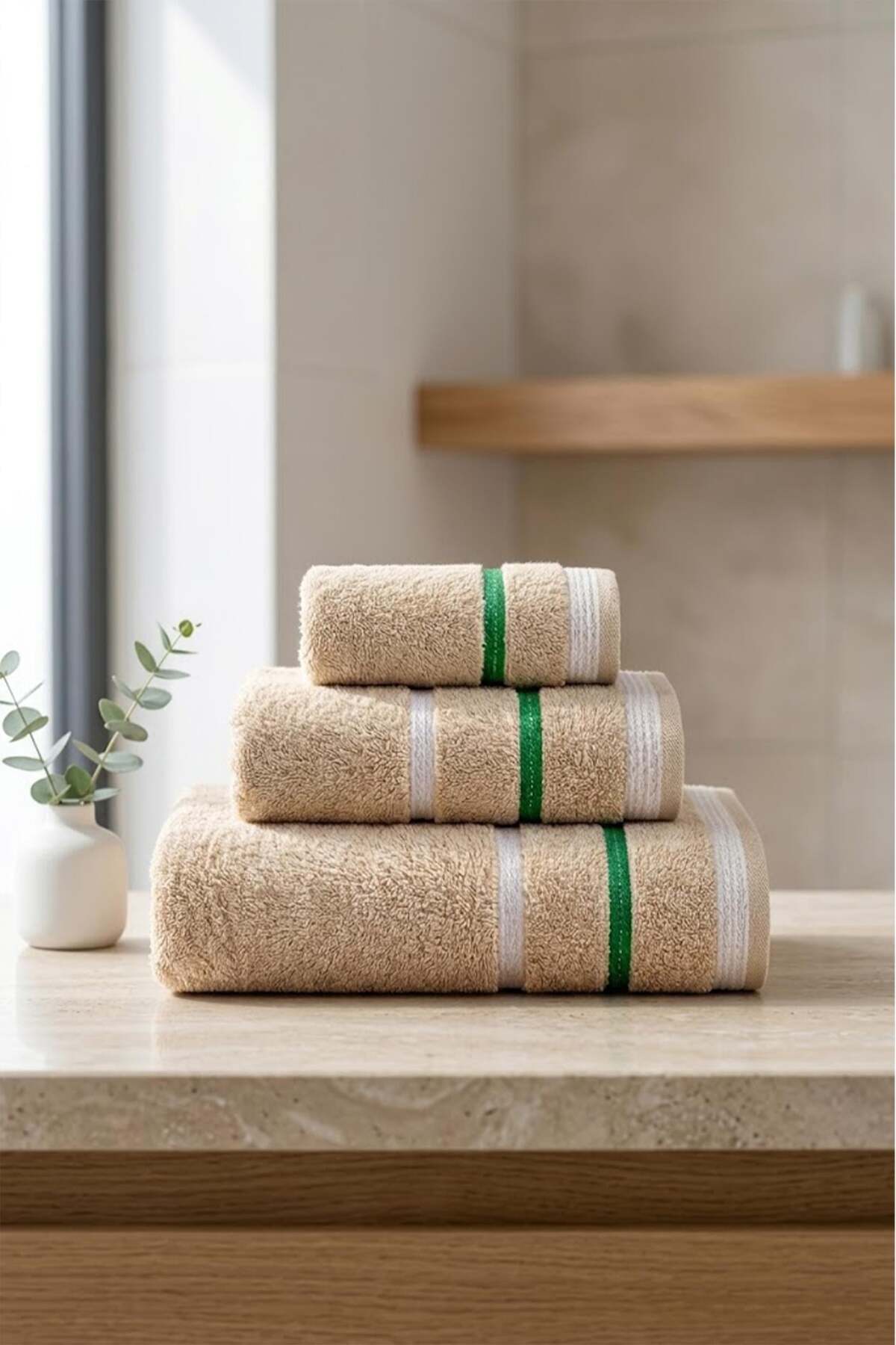 Be-0927-Bg %100 Pamuk Bej 70X140 Cm Banyo Havlusu