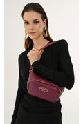 Limited Edition Vişne Ayarlanabilir Klipsli Askılı Fermuar Kapamalı Kadın Omuz Çantası Bel Çantası