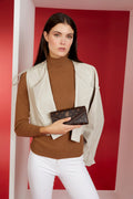 Kahverengi PC Monogram Zarf Form Kadın Portföy & Clutch Çanta