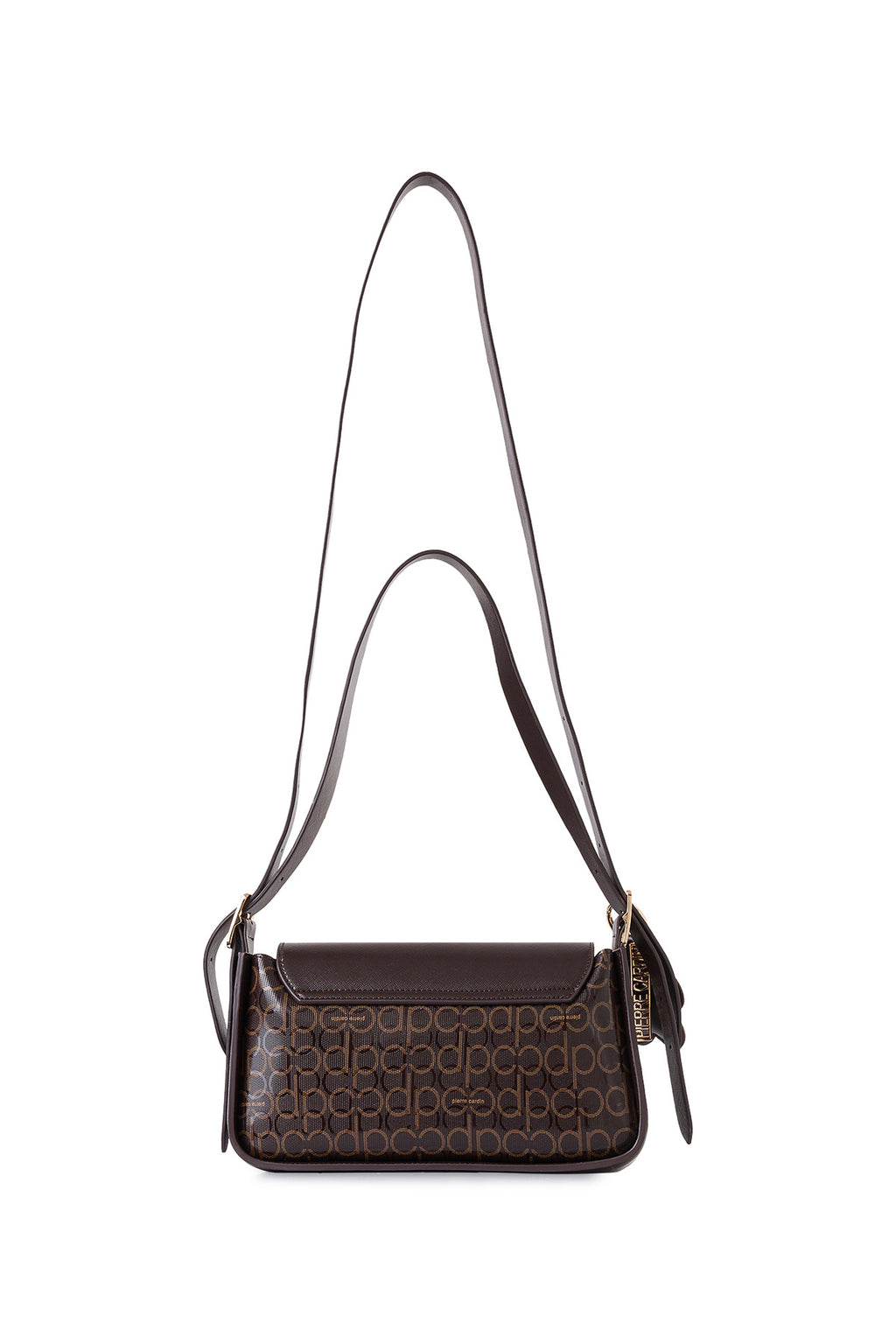 Kahve Parlak Monogram Desenli Kadın Omuz Çantası - Baget Model