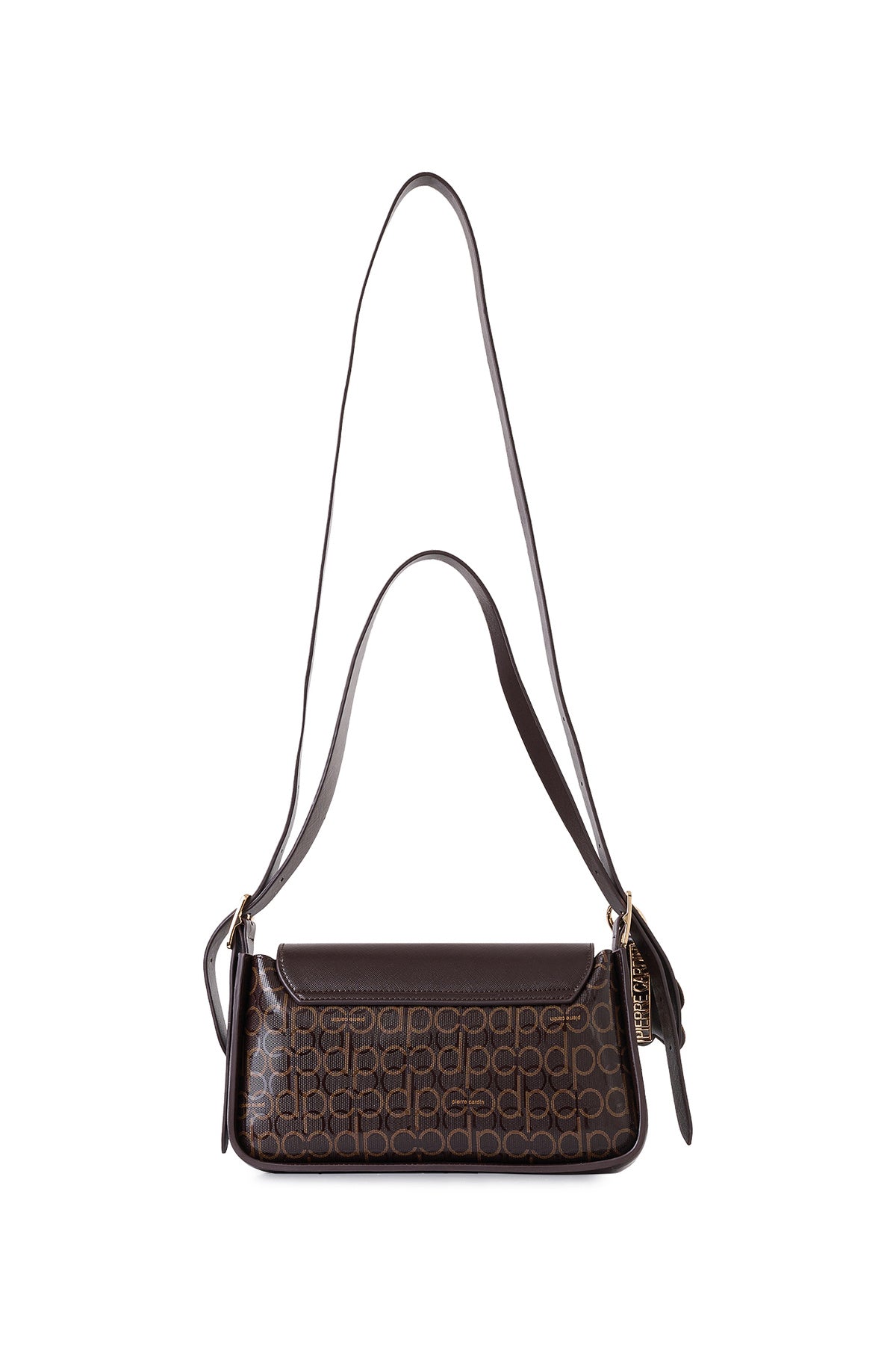 Kahve Parlak Monogram Desenli Kadın Omuz Çantası - Baget Model