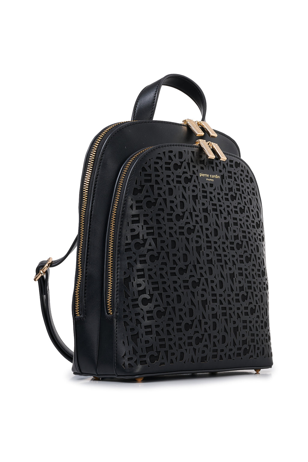 Siyah Lazer Kesim Logolu Kadın Çantası - 25x29 cm Çift Bölmeli Şık Sırt Çantası