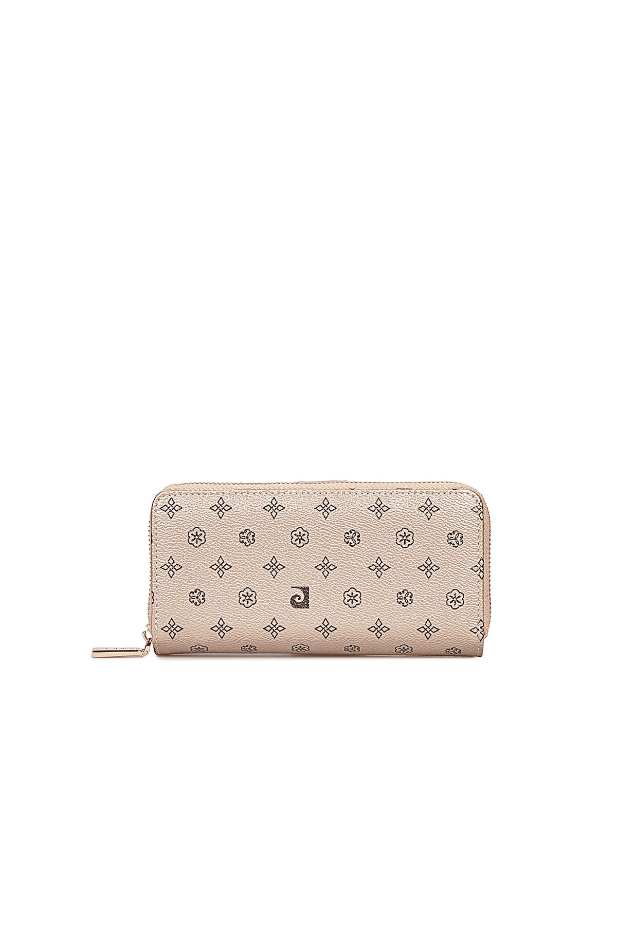 Krem Çiçek Monogram Çıtçıtlı Orta Boy Kadın Cüzdan