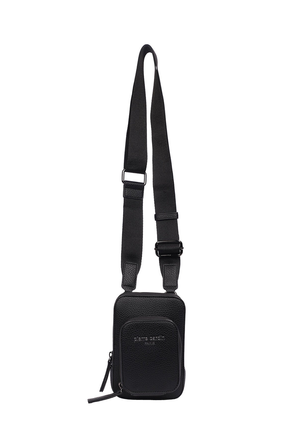 Erkek Siyah Suni Deri Telefon Çantası Ve Mini Omuz Çantası 01PC-EL-01 S