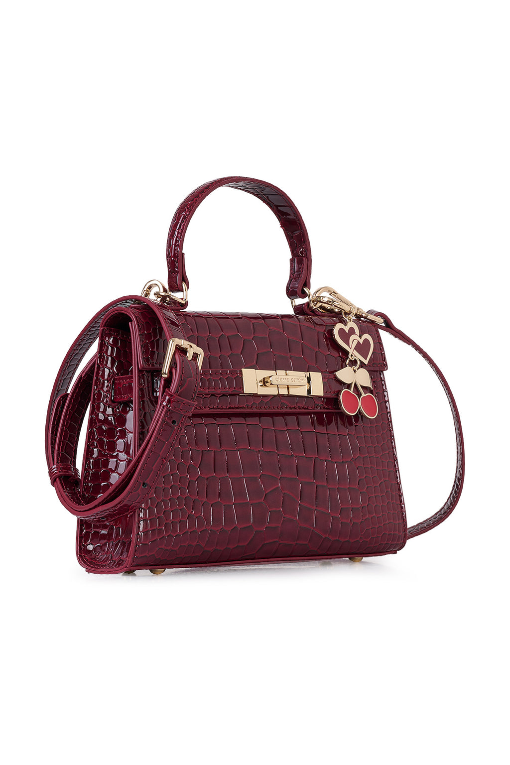 Limited Edition Bordo Fermuar ve Kilit Kapamalı Çıkarılabilir Askılı Kadın Çapraz Omuz Çantası