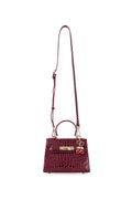 Limited Edition Bordo Fermuar ve Kilit Kapamalı Çıkarılabilir Askılı Kadın Çapraz Omuz Çantası