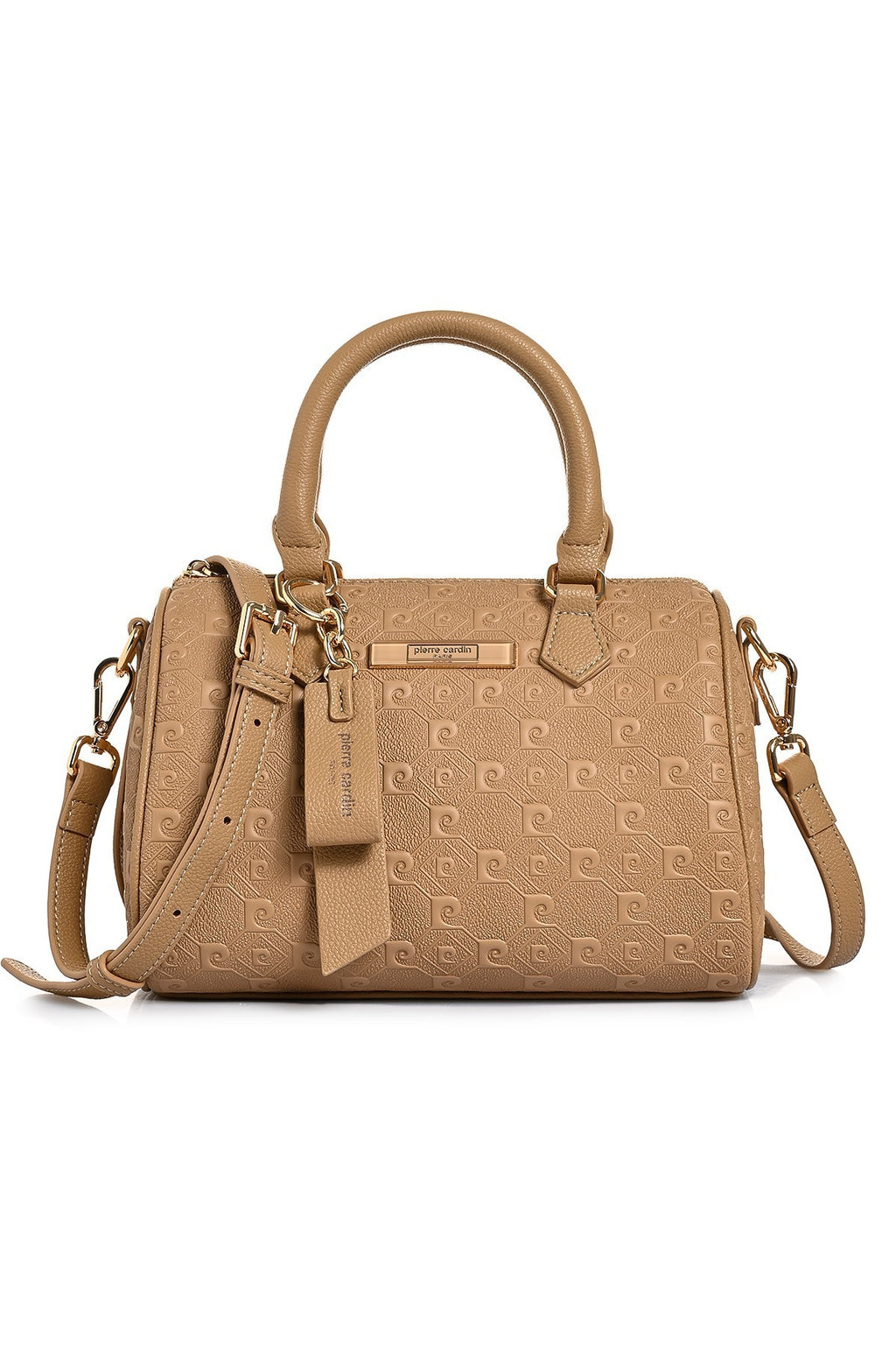 Kadın Camel Monogram Desenli Ayarlanabilir Askılı Suni Deri Omuz Çantası