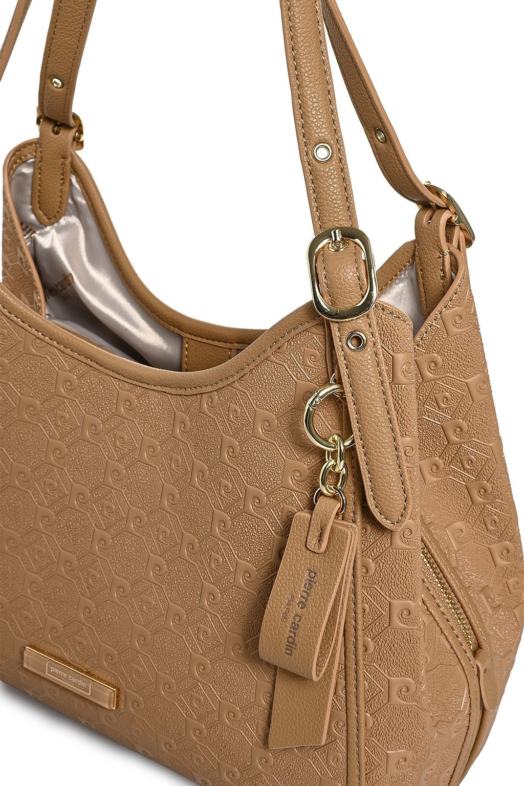 Kadın Kadın Camel Print Desenli Fermuarlı Çok Bölmeli Omuz Çantası