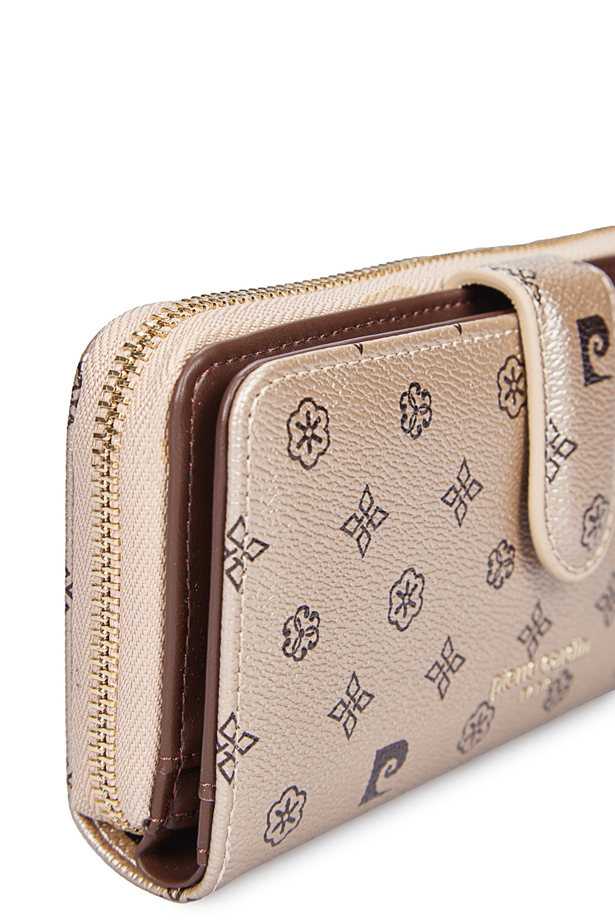 Krem Çiçek Monogram Çıtçıtlı Orta Boy Kadın Cüzdan