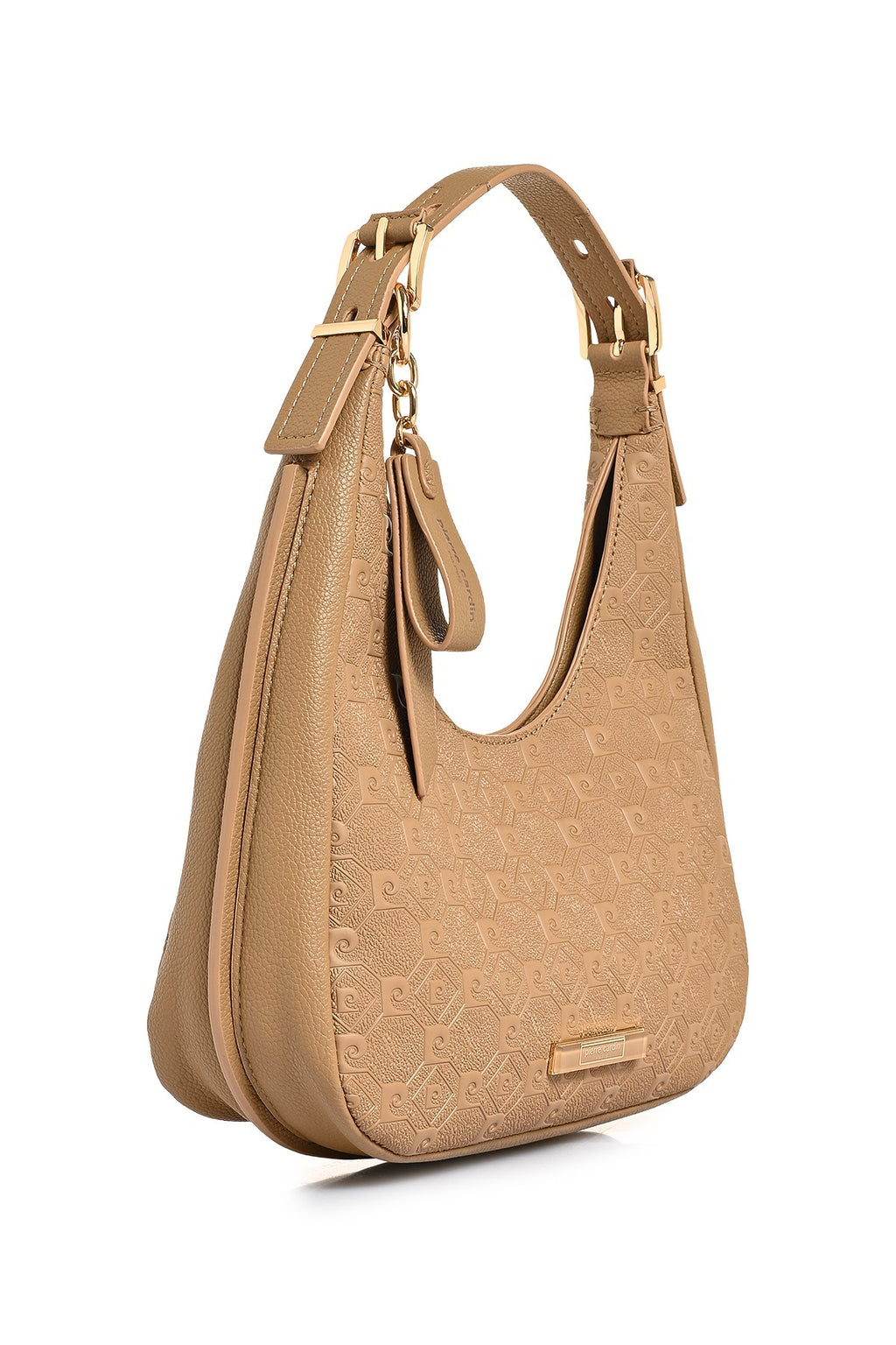 Kadın Monogram Desenli Camel Suni Deri Omuz Çantası