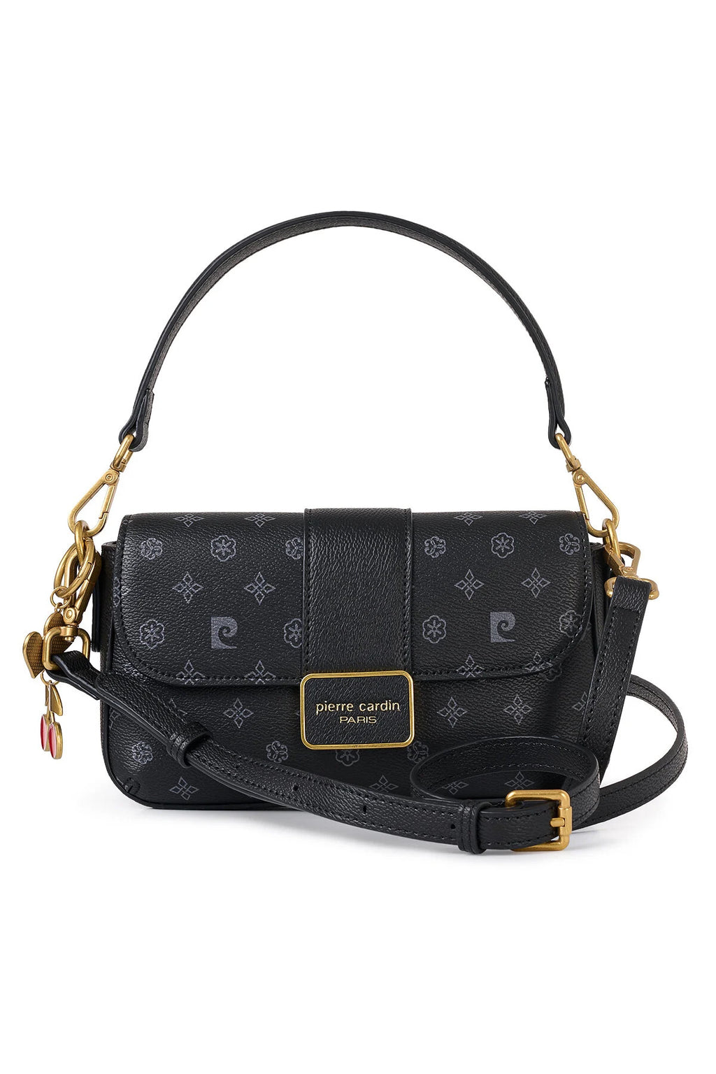 Limited Edition Siyah Monogram Fermuar ve Çıtçıt Kapamalı Çıkarılabilir Askılı Kadın Omuz Çantası