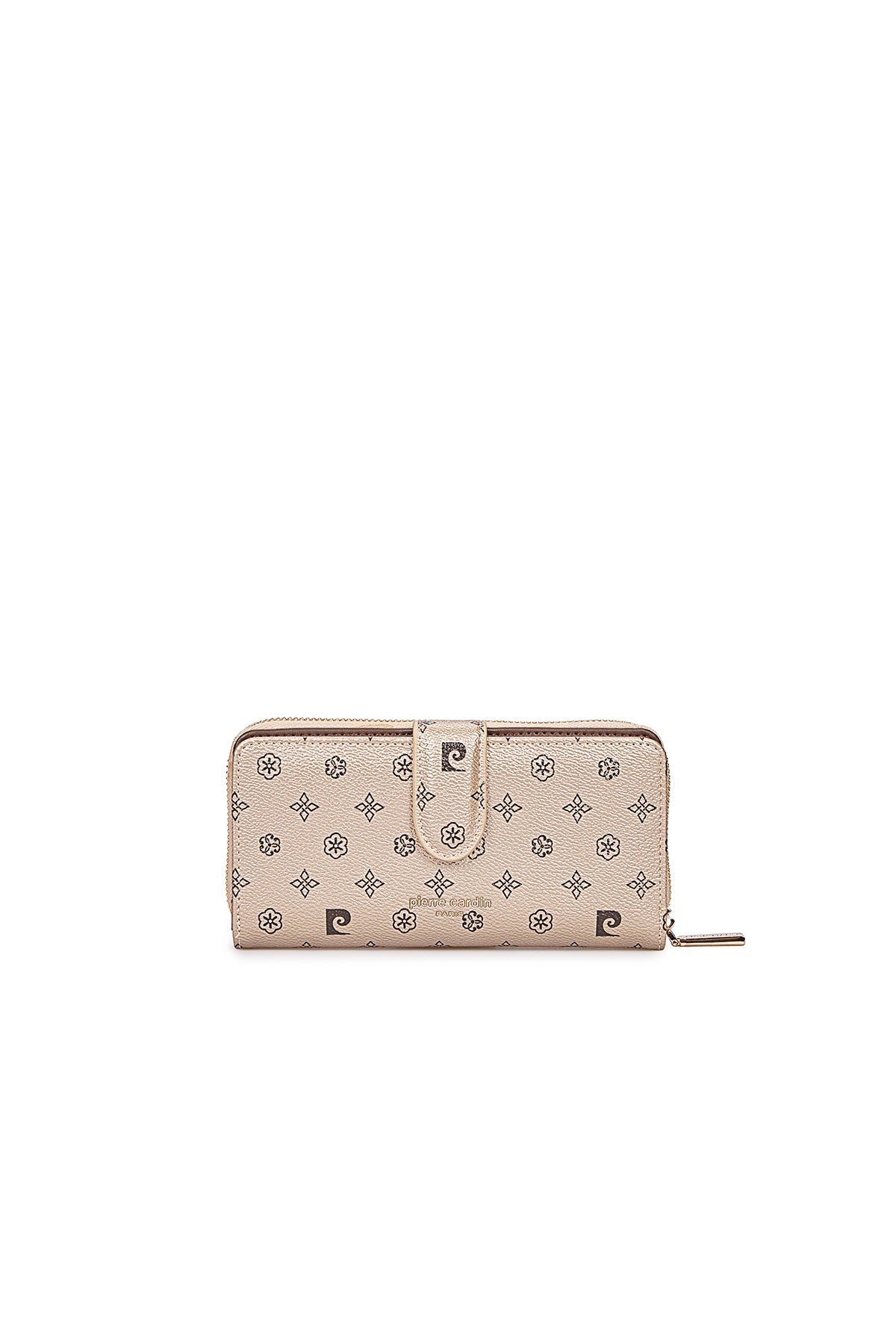 Krem Çiçek Monogram Çıtçıtlı Orta Boy Kadın Cüzdan