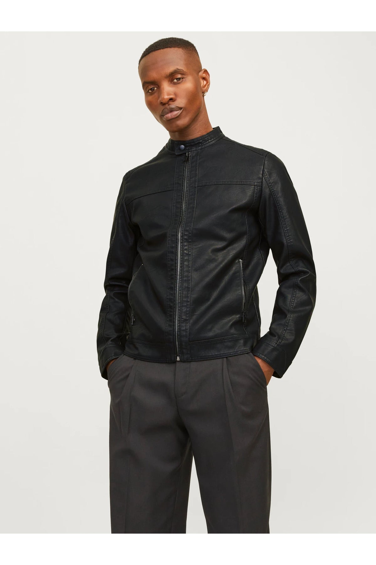 Jjewarner Jacket Noos Siyah Erkek Deri Ceket 12182461