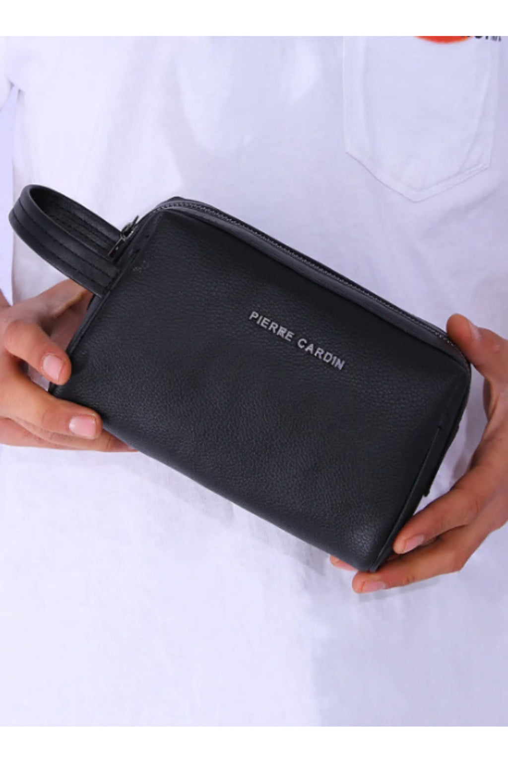 Siyah El Tutma Saplı Fermuar Kapamalı Erkek El Çantası - Potföy Çanta - Clutch 01PC002001