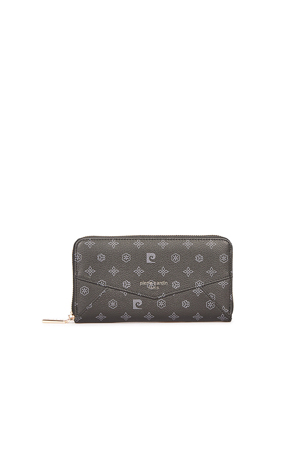 Bej Çiçek Monogram Çepeçevre Fermuarlı Uzun Kadın Cüzdan
