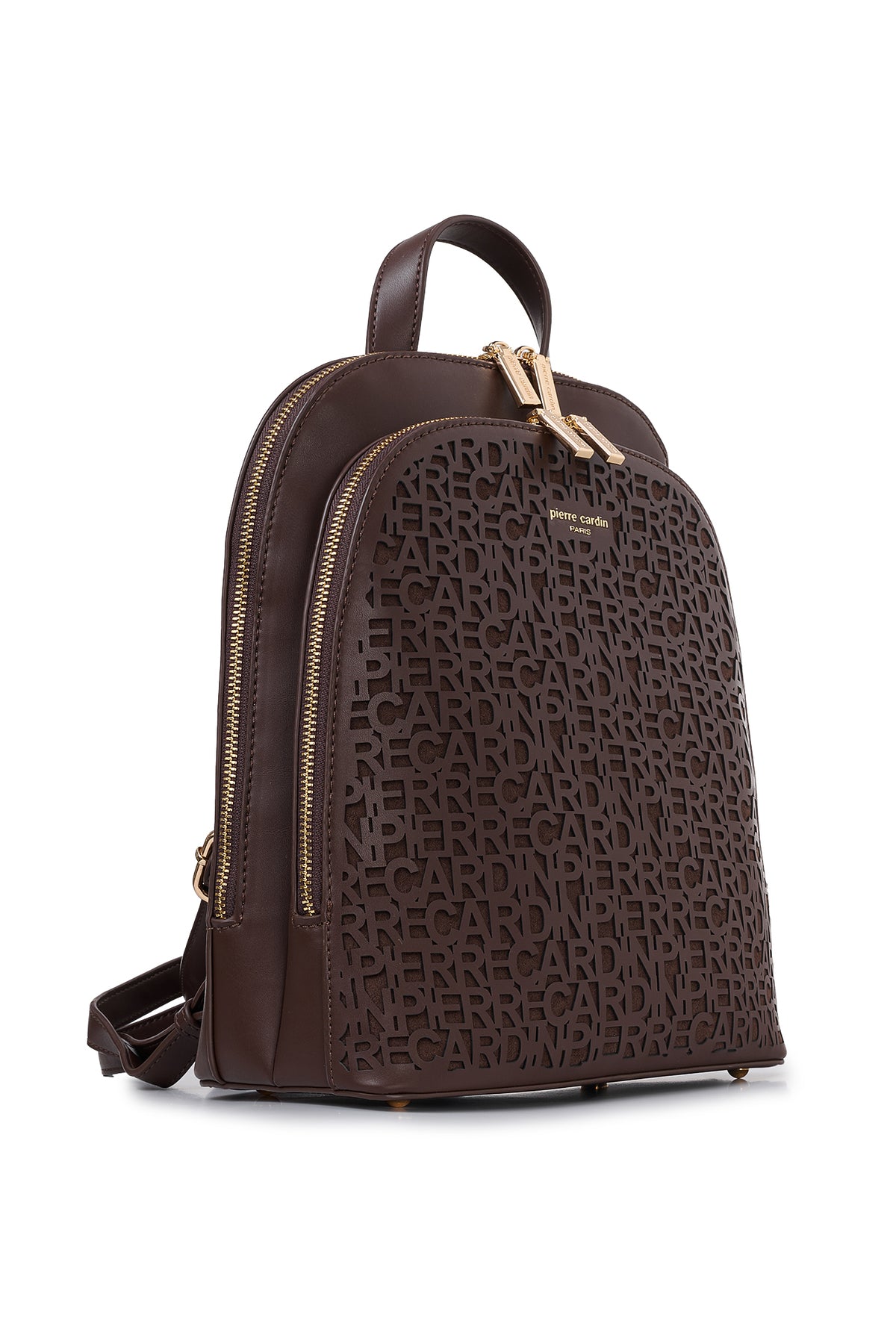 Kahverengi Monogram Lazer Kesim Çift Bölmeli Kadın Sırt Çantası - 25x29 cm