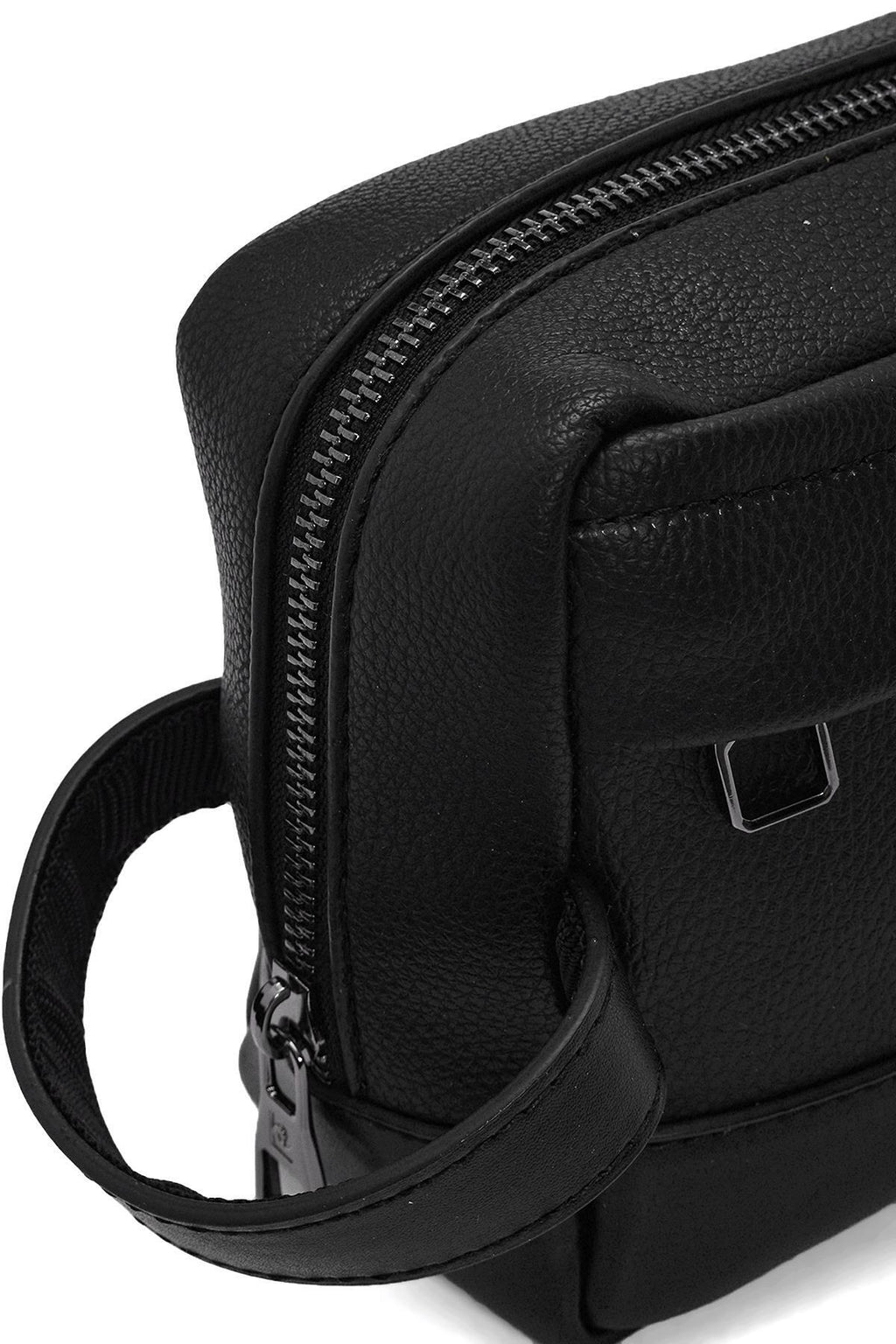 Siyah El Tutma Saplı Üç İç Cepli Erkek El Çantası - Potföy Çanta - Clutch 01PC002000