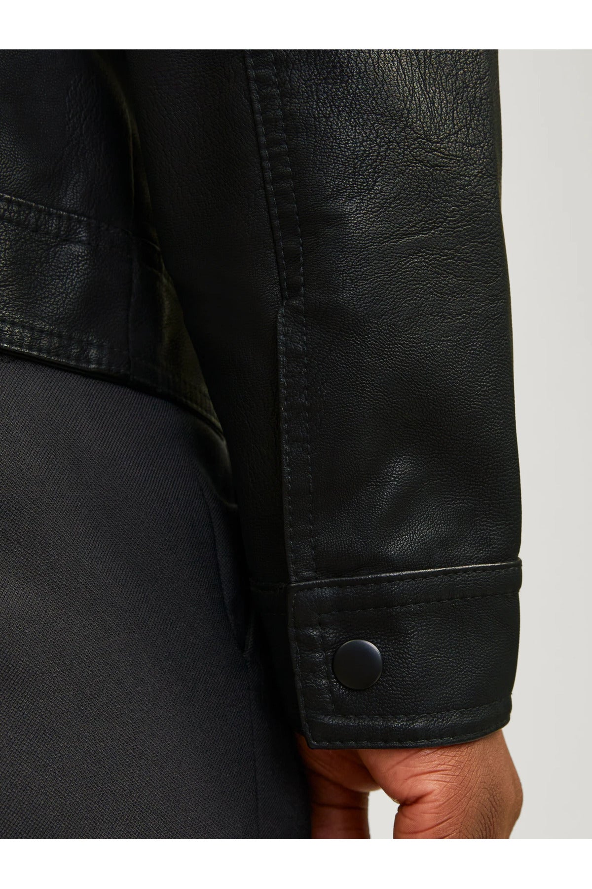 Jjewarner Jacket Noos Siyah Erkek Deri Ceket 12182461