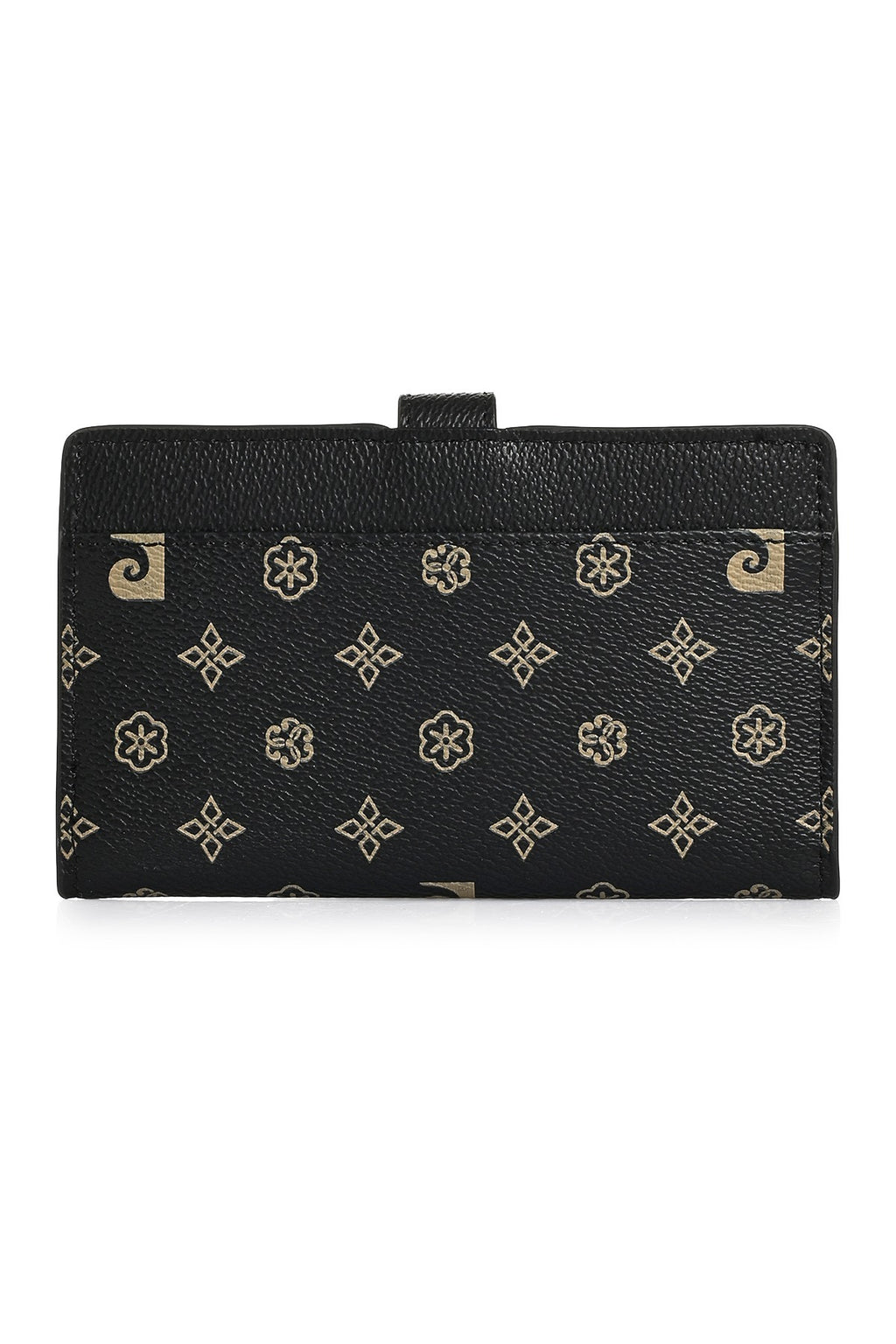 Kadın Siyah Monogram Desenli Çıtçıtlı Kadın Cüzdan
