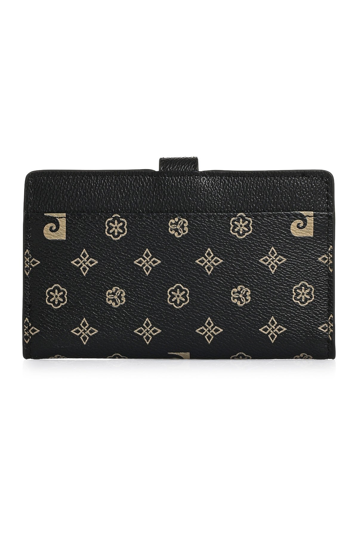 Kadın Siyah Monogram Desenli Çıtçıtlı Kadın Cüzdan