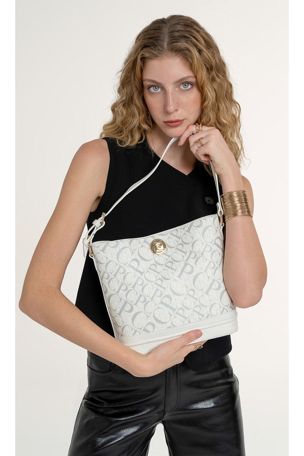 Monogram Beyaz Kadın Omuz Çantası 05PO25Y2511