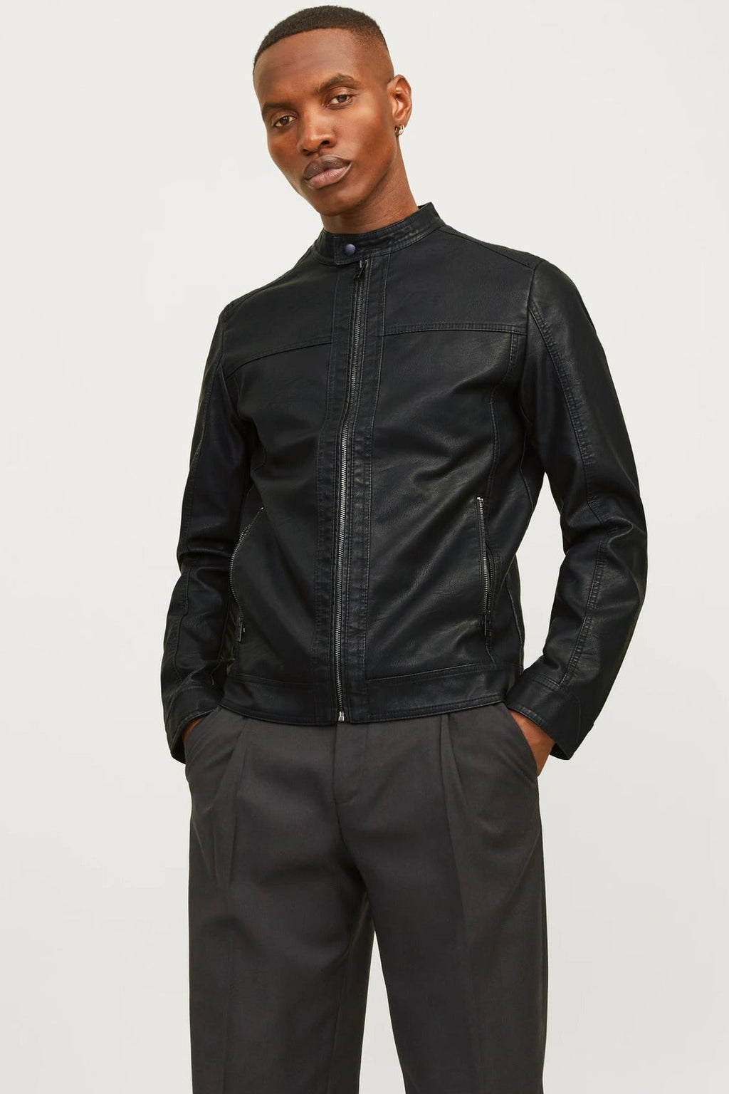 Jjewarner Jacket Noos Siyah Erkek Deri Ceket 12182461