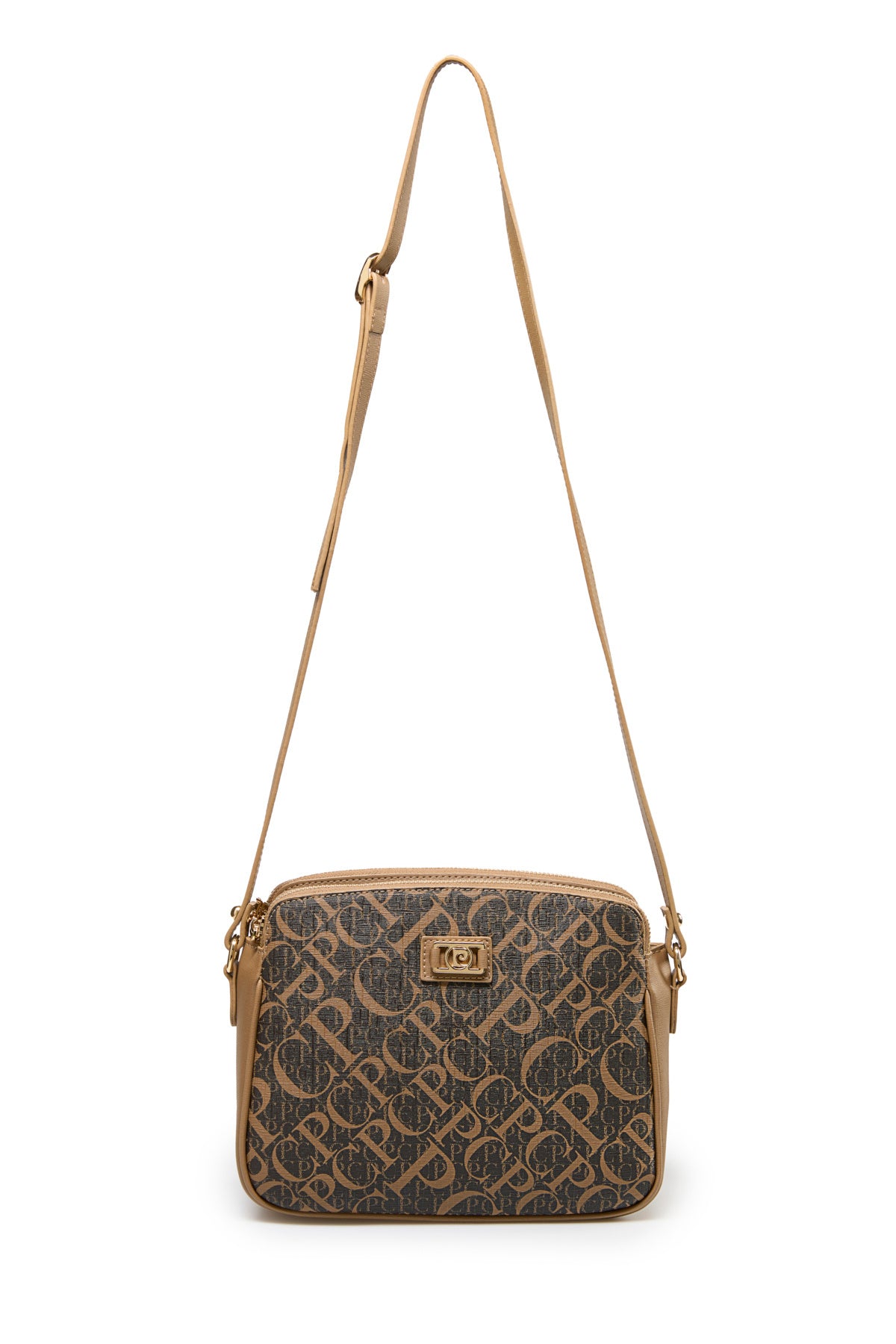 Kahverengi Monogram Ayarlanabilir Askılı Fermuar Kapamalı Kadın El Çantası - Omuz Çantası 05PO25Y251
