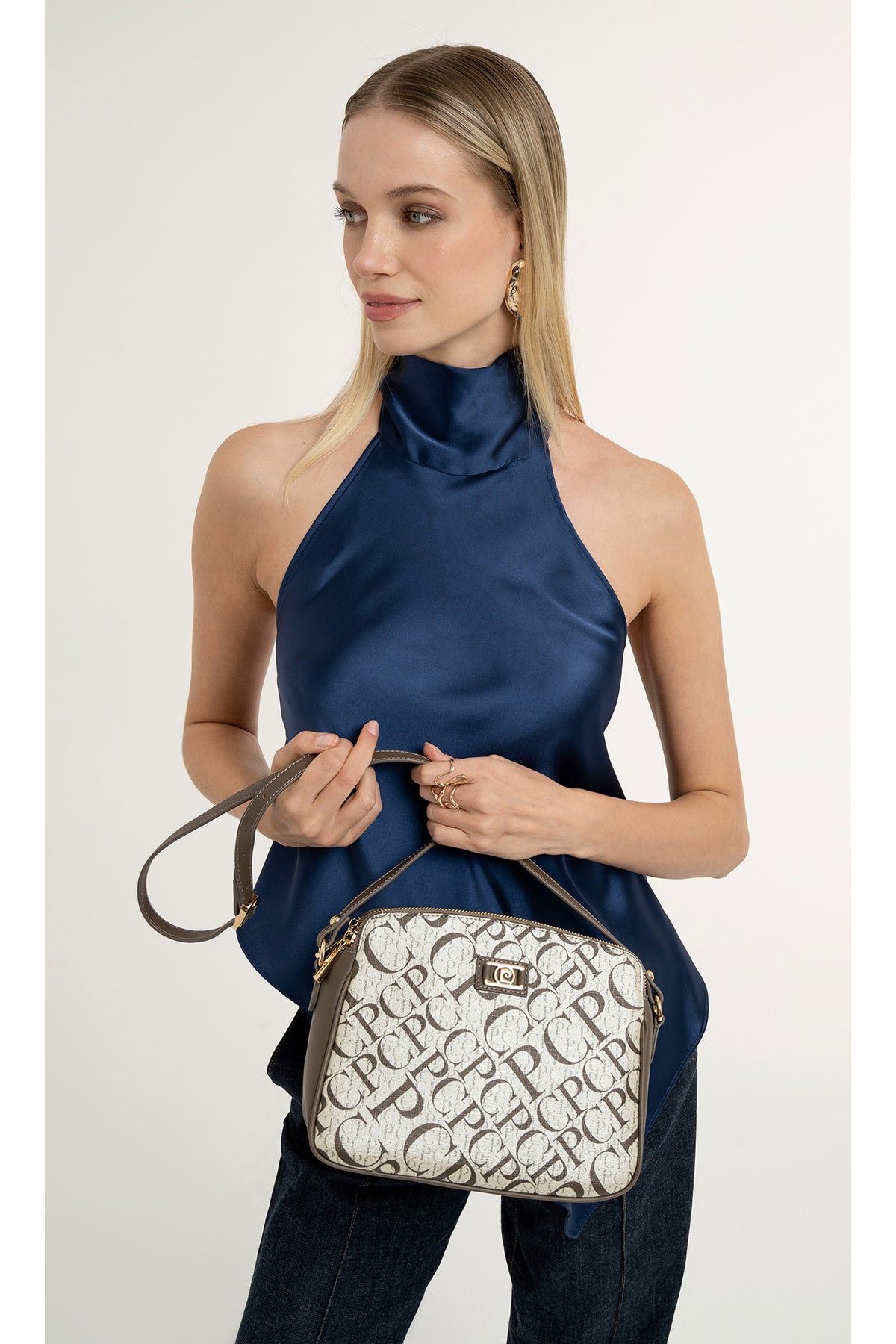 Monogram Altın Kadın Çapraz Omuz Çantası 05PO25Y2518