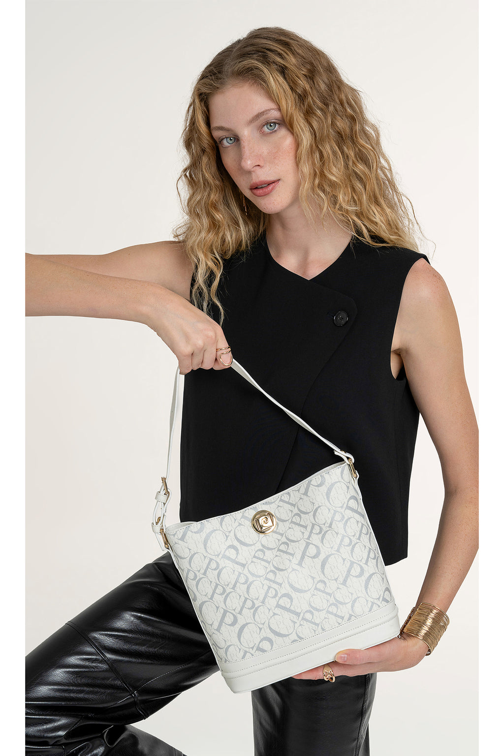 Monogram Beyaz Kadın Omuz Çantası 05PO25Y2511