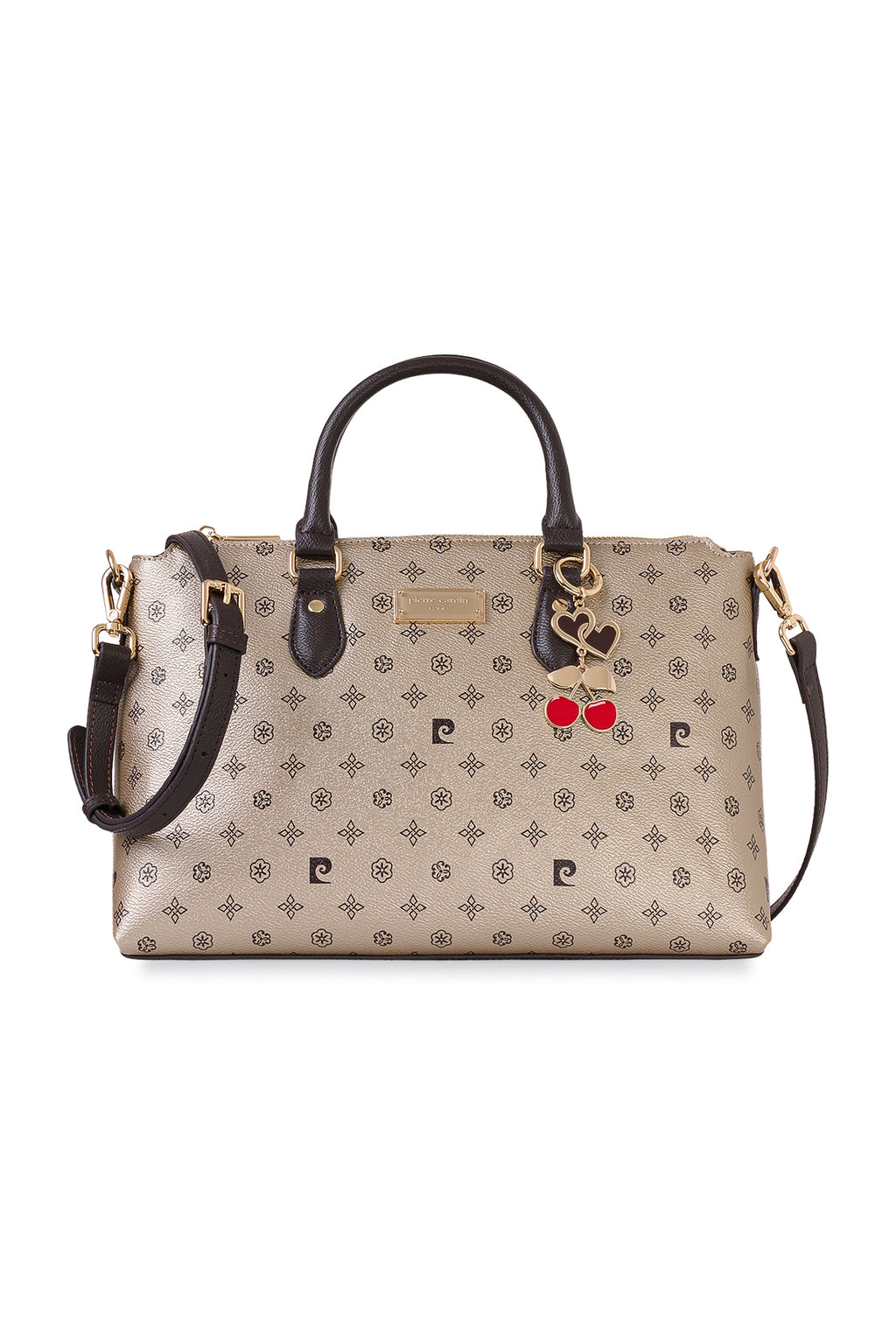Altın Monogram Fermuar Kapamalı Ayarlanabilir Çıkarılabilir Askılı Kadın Omuz Çantası 05PC25K10352
