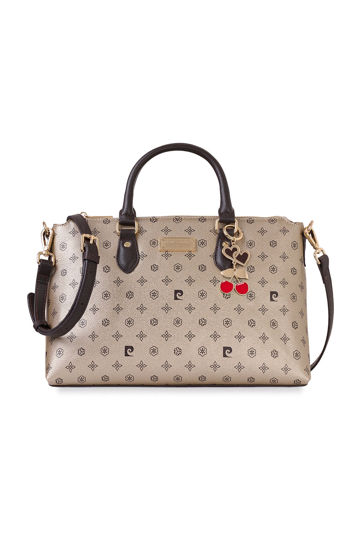 Altın Monogram Fermuar Kapamalı Ayarlanabilir Çıkarılabilir Askılı Kadın Omuz Çantası 05PC25K10352