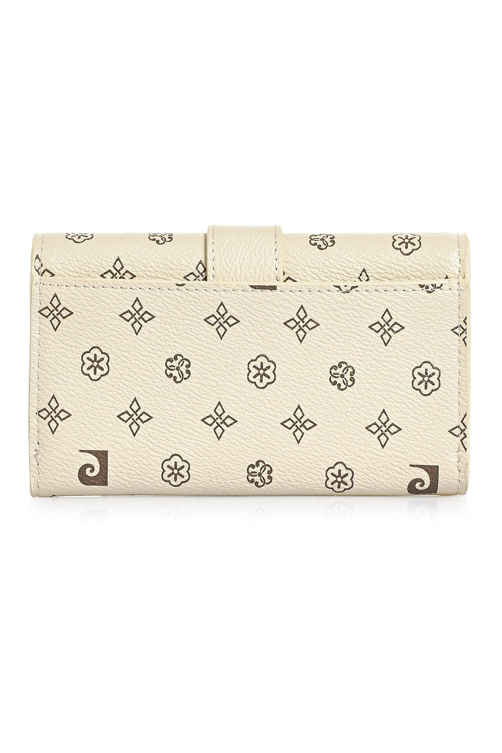 Kadın Bej Monogram Desenli Çıtçıtlı Kadın Cüzdan
