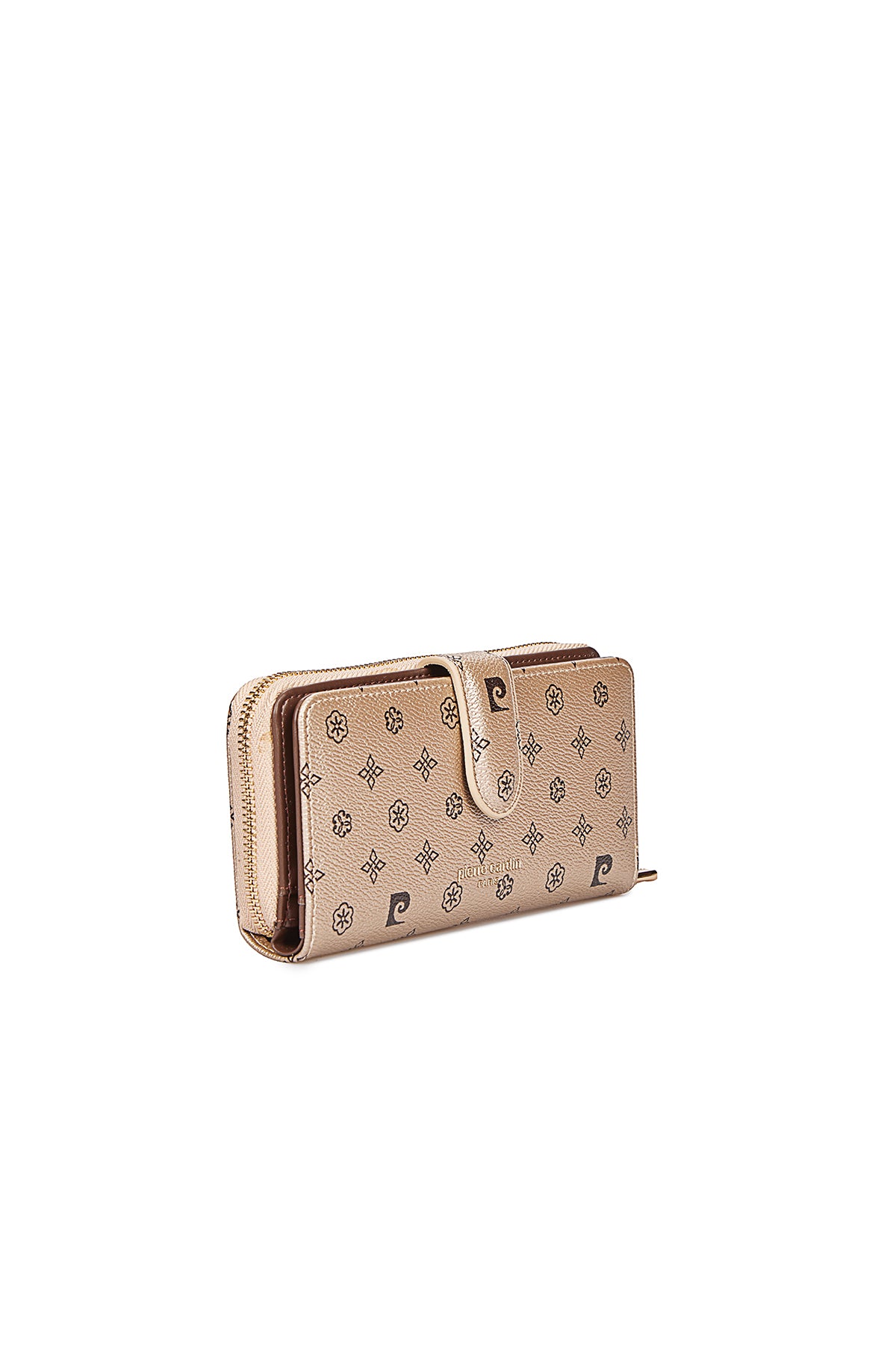 Krem Çiçek Monogram Çıtçıtlı Orta Boy Kadın Cüzdan