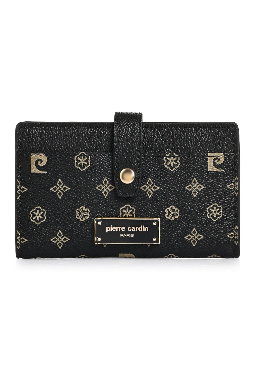 Kadın Siyah Monogram Desenli Çıtçıtlı Kadın Cüzdan