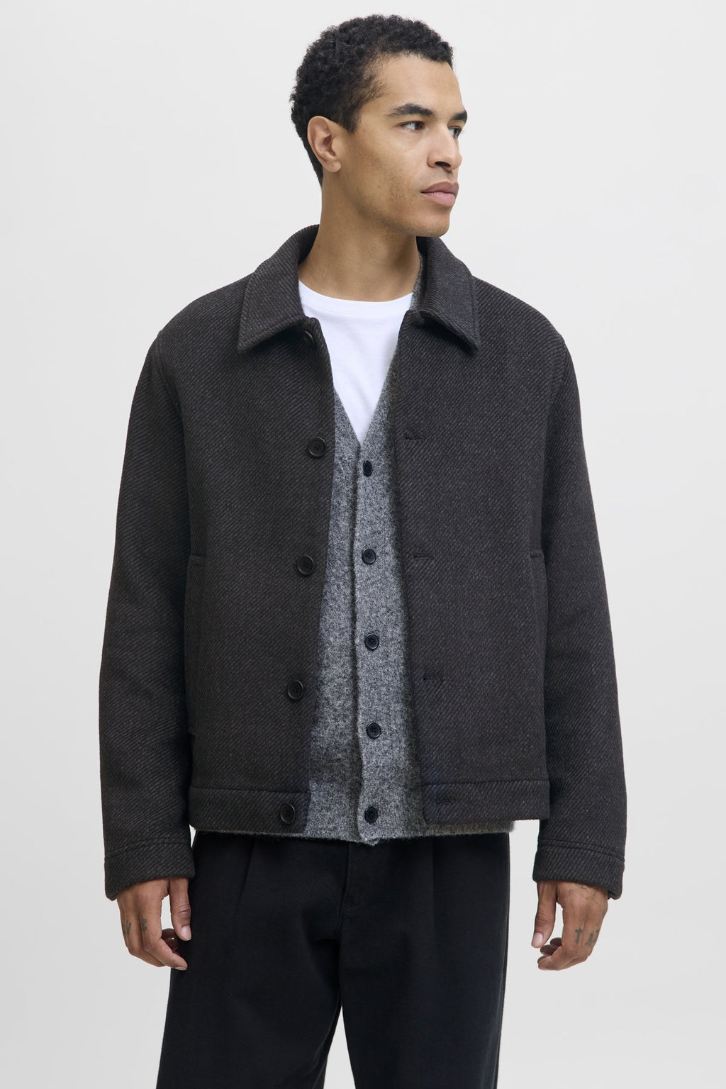 Erkek Koyu Gri Melanj Ceket Model Kodu : 12286251
