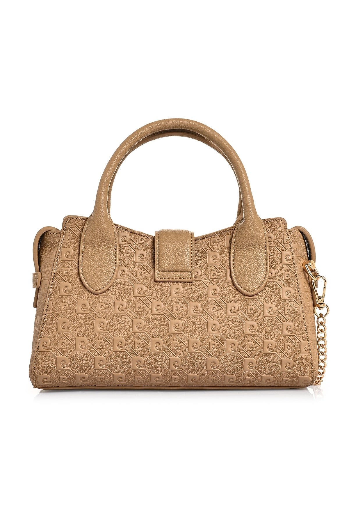 Kadın Camel Monogram Desenli Zincir Detaylı Suni Deri Omuz Çantası