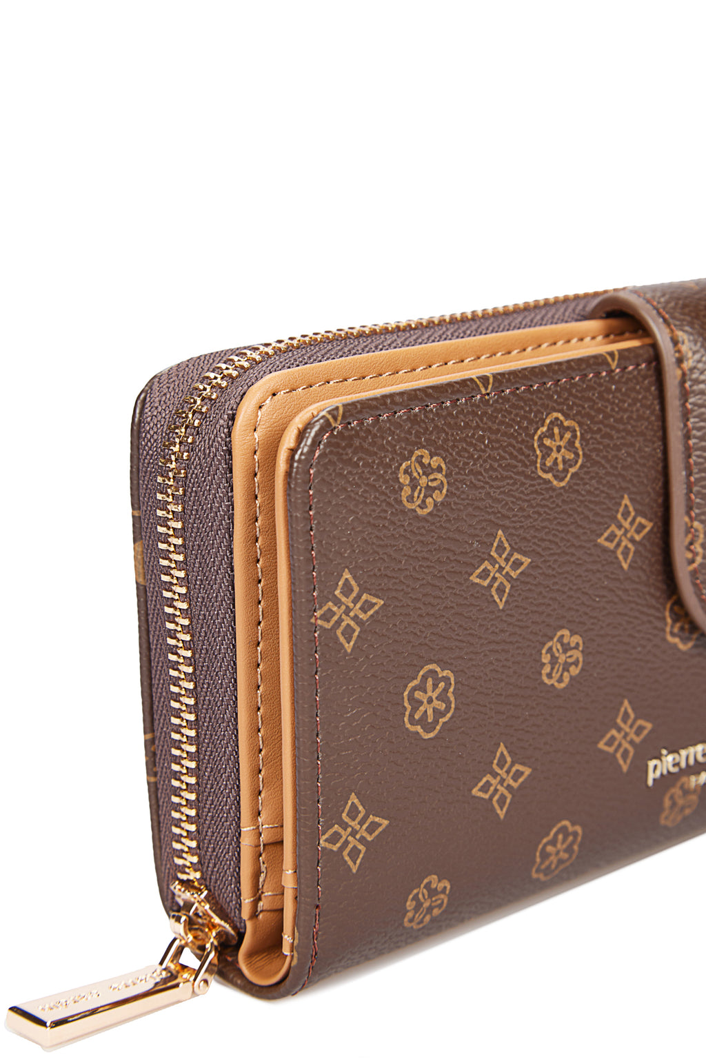 Krem Çiçek Monogram Çıtçıtlı Orta Boy Kadın Cüzdan