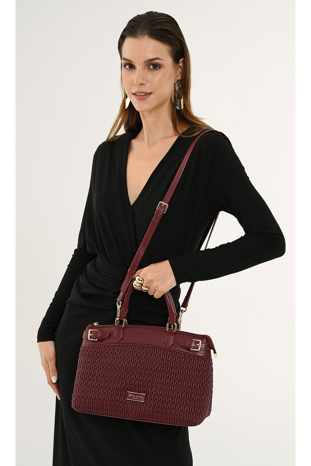 Limited Edition Bordo Fermuar Kapamalı Çıkarılabilir Askılı Kadın Omuz Çantası 05PC25K10121
