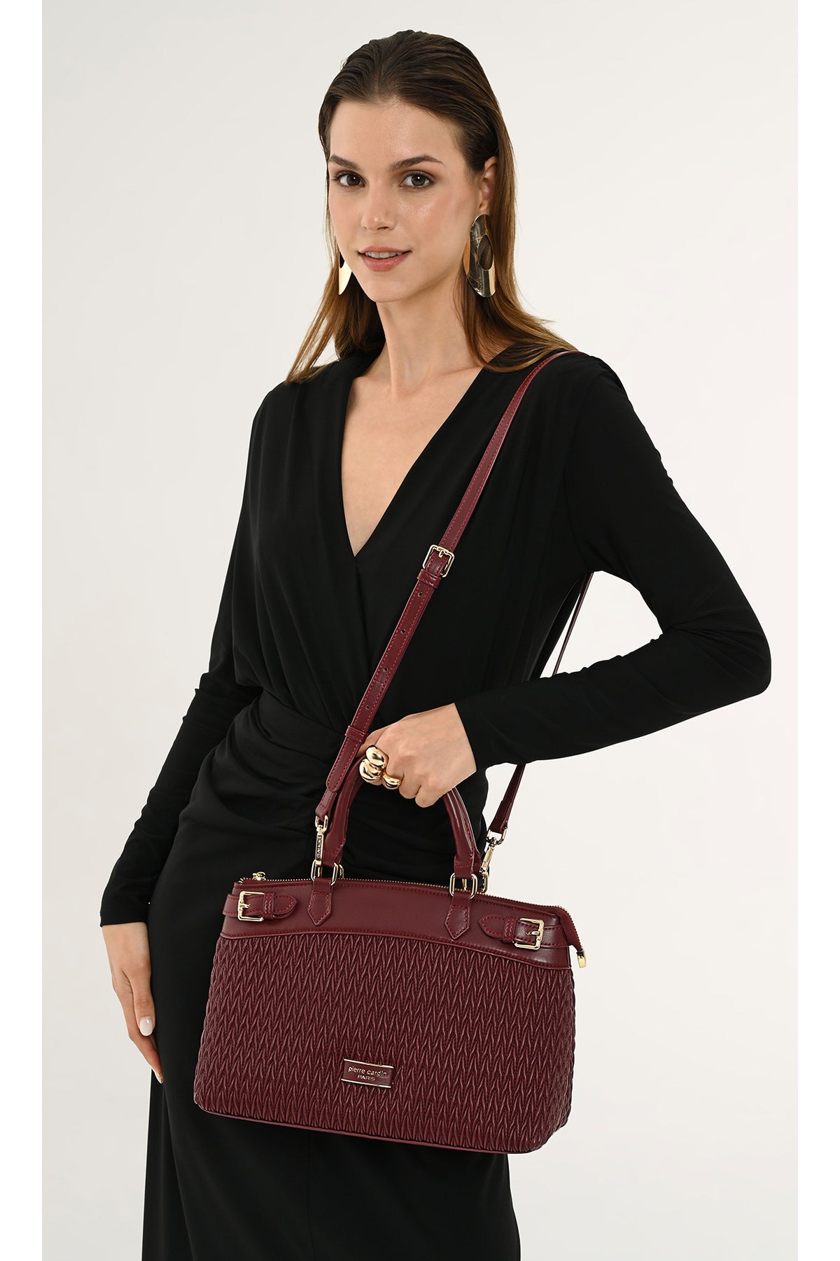 Limited Edition Bordo Fermuar Kapamalı Çıkarılabilir Askılı Kadın Omuz Çantası 05PC25K10121
