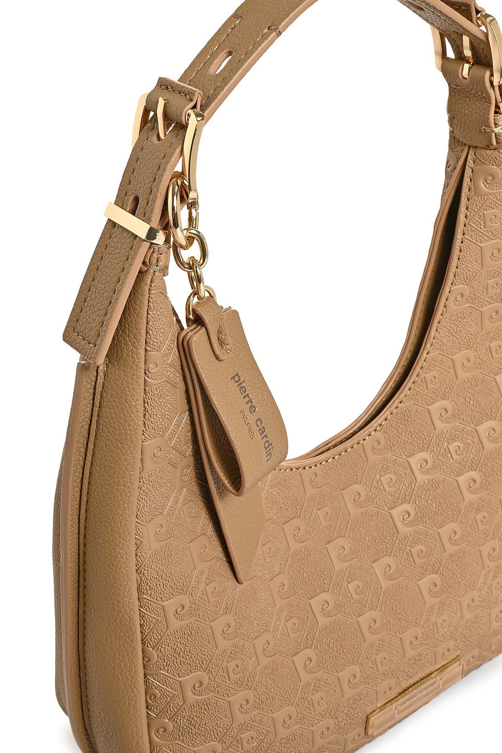 Kadın Monogram Desenli Camel Suni Deri Omuz Çantası