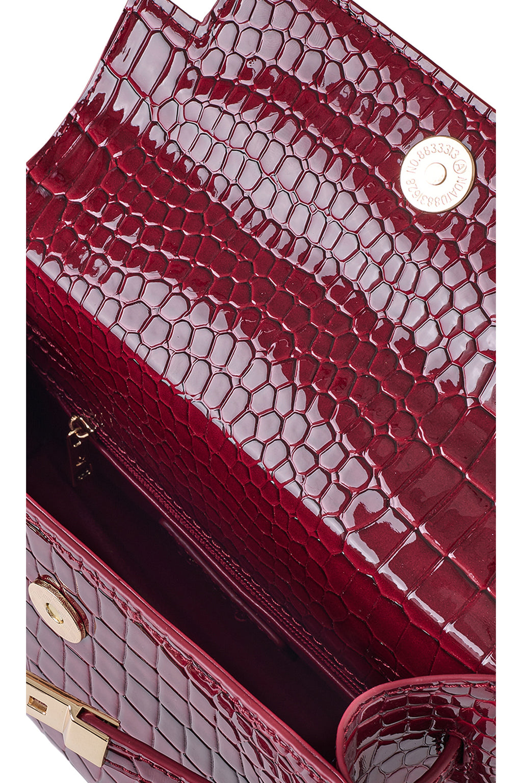 Limited Edition Bordo Fermuar ve Kilit Kapamalı Çıkarılabilir Askılı Kadın Çapraz Omuz Çantası