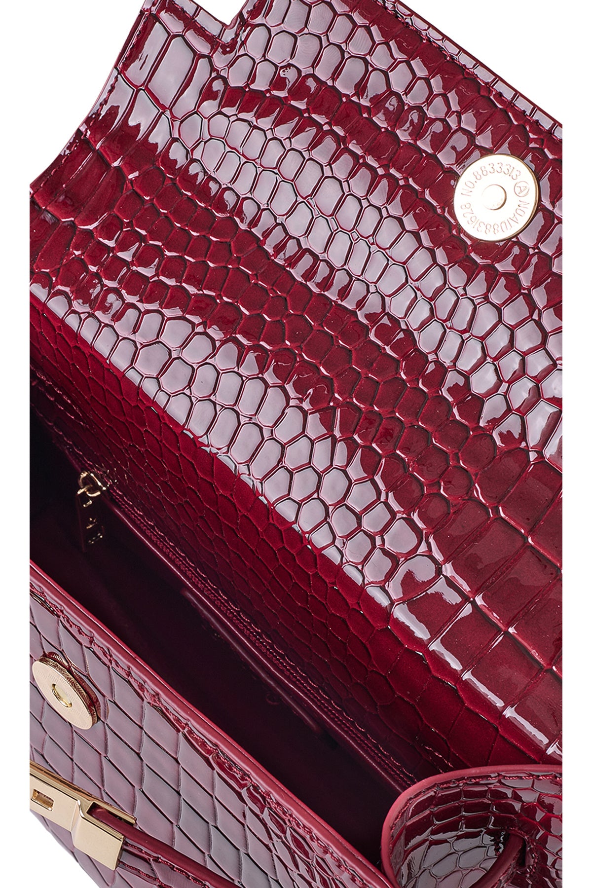 Limited Edition Bordo Fermuar ve Kilit Kapamalı Çıkarılabilir Askılı Kadın Çapraz Omuz Çantası