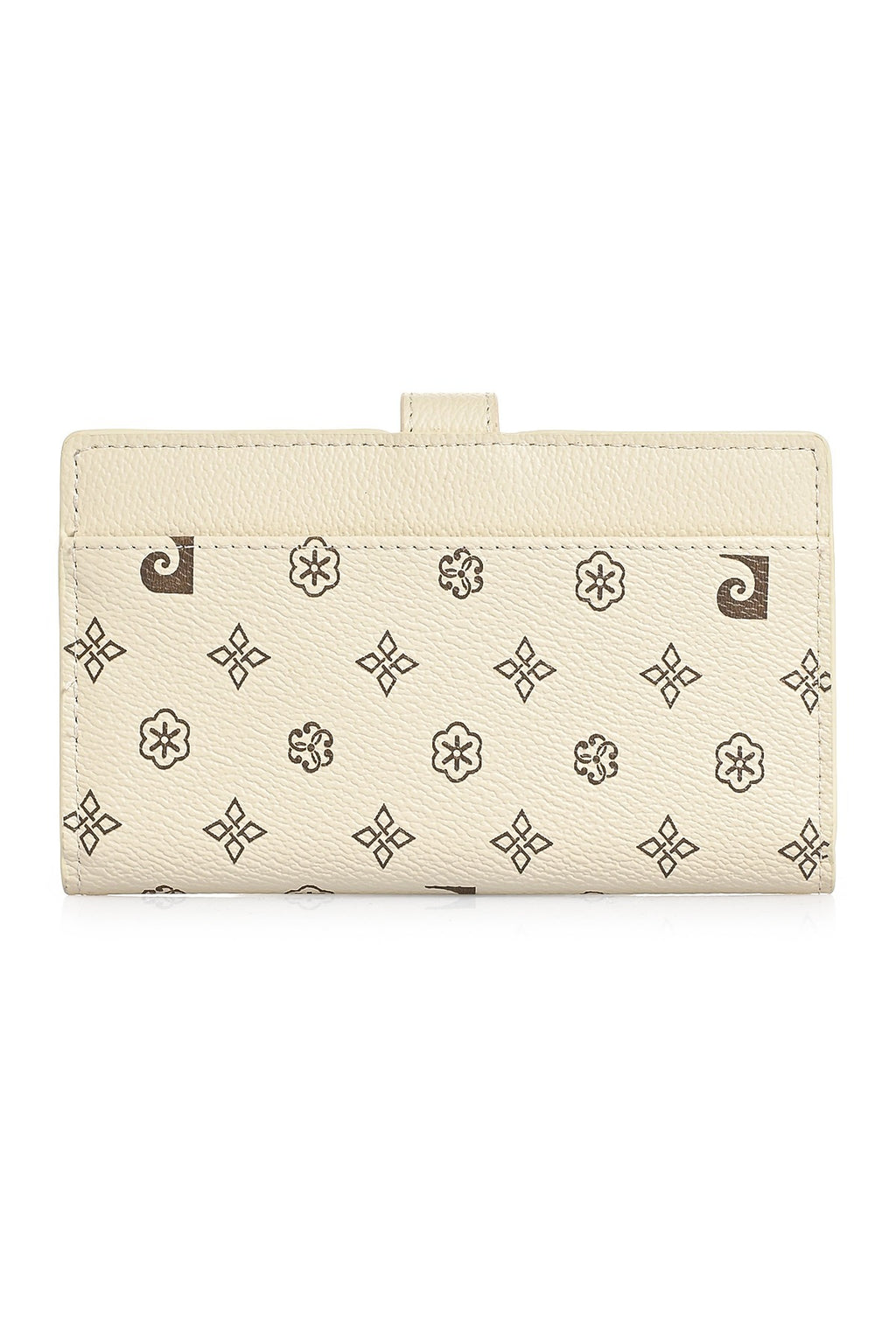 Kadın Bej Monogram Çıtçıtlı Suni Deri Kadın Cüzdanı